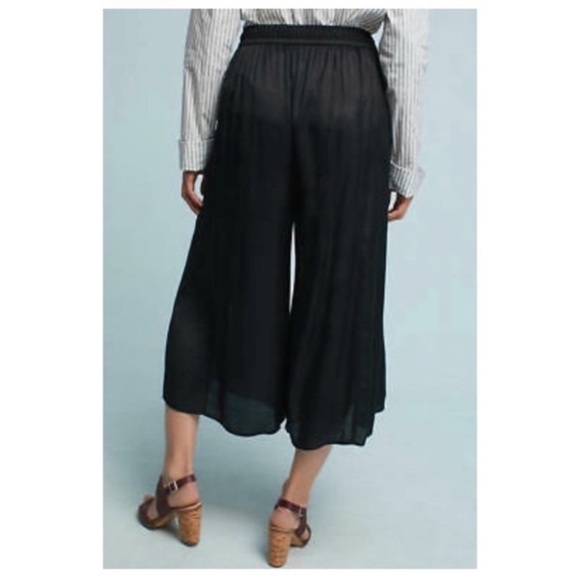 Anthropologie Elevenses Black Front Slit Cropped Wide Pants Size XS - Picture 4 of 14